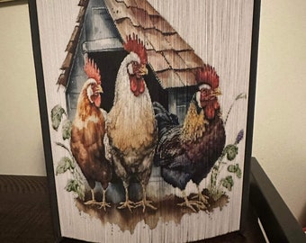 Patrón de borde de foto de pollo acuarela (arte del libro)