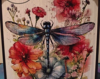 Watercolor dragonfly photo edge pattern (book art)