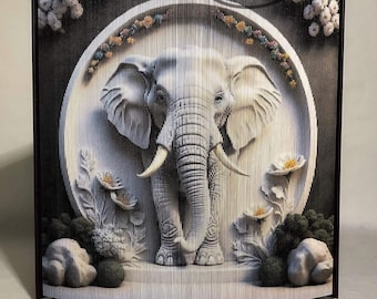 Motif 3D sur les bords de la photo Éléphant 2 (art du livre)