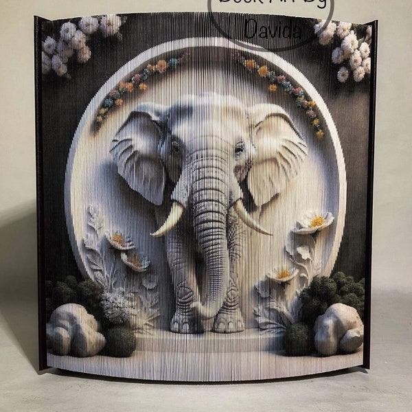 3D Elephant 2 photo edge pattern (book art)