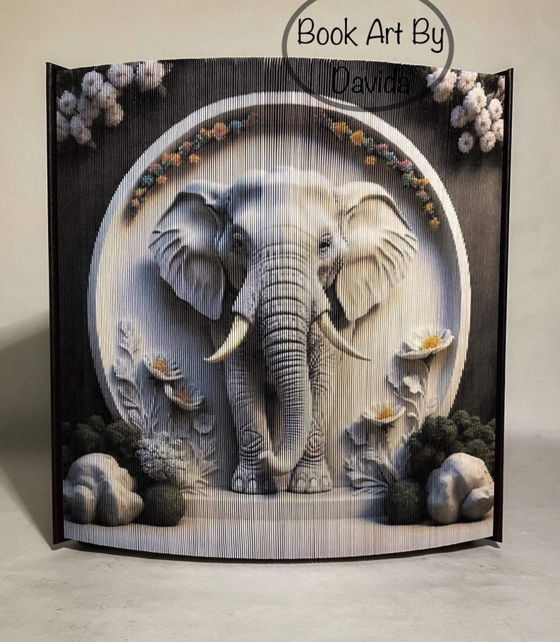 Motivo per bordi con foto 3D Elefante 2 arte del libro immagine 1