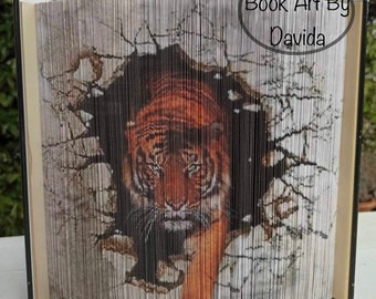 Motif 3D de bordure de photo de tigre (art de livre)