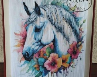 Motif de bordure de photo aquarelle cheval (art du livre)