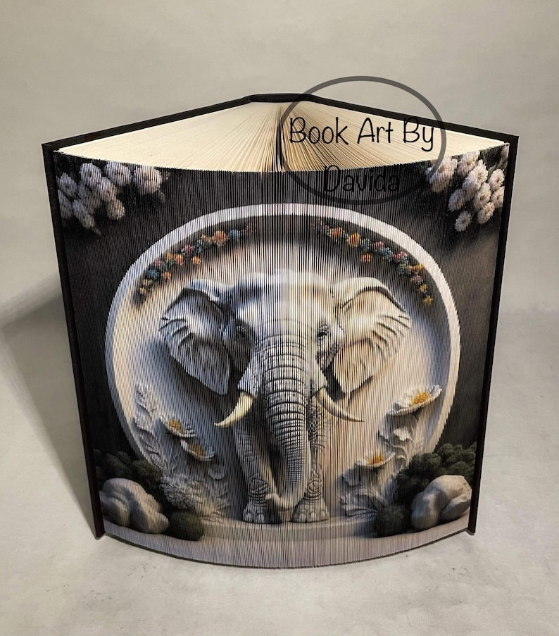 3D Olifant 2 fotorandpatroon boekkunst afbeelding 2