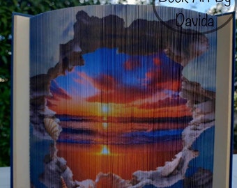 3D Sunset beach photo edge pattern (book art)