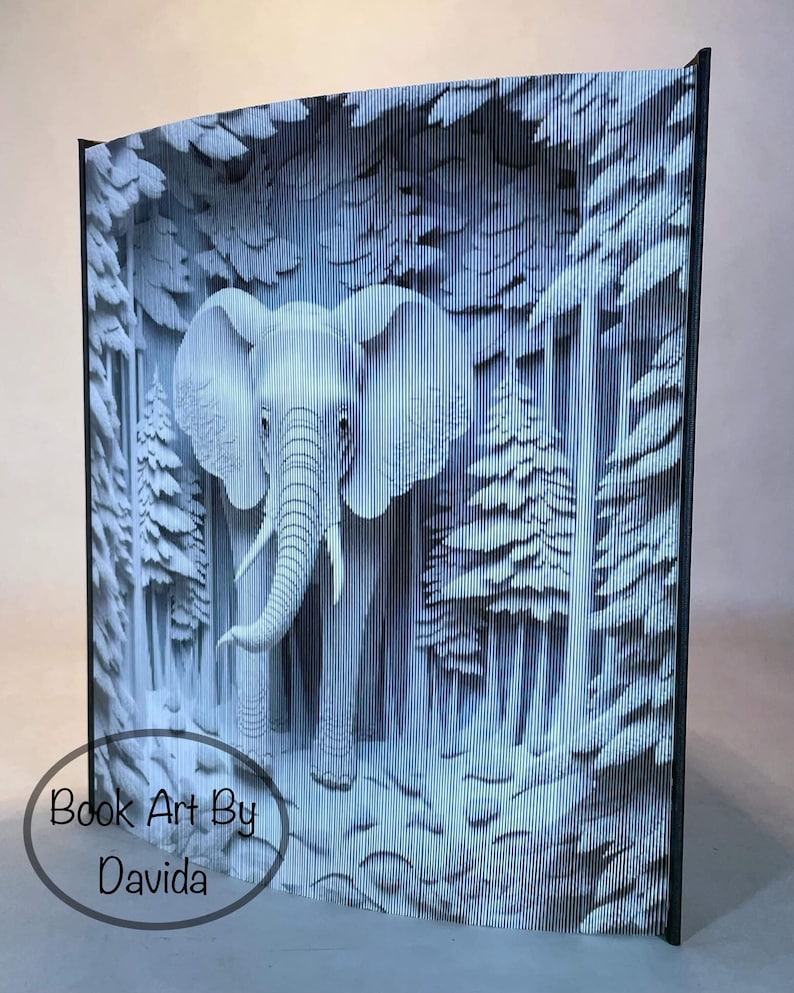 Motif 3D de bordure de photo d'éléphant art de livre image 2