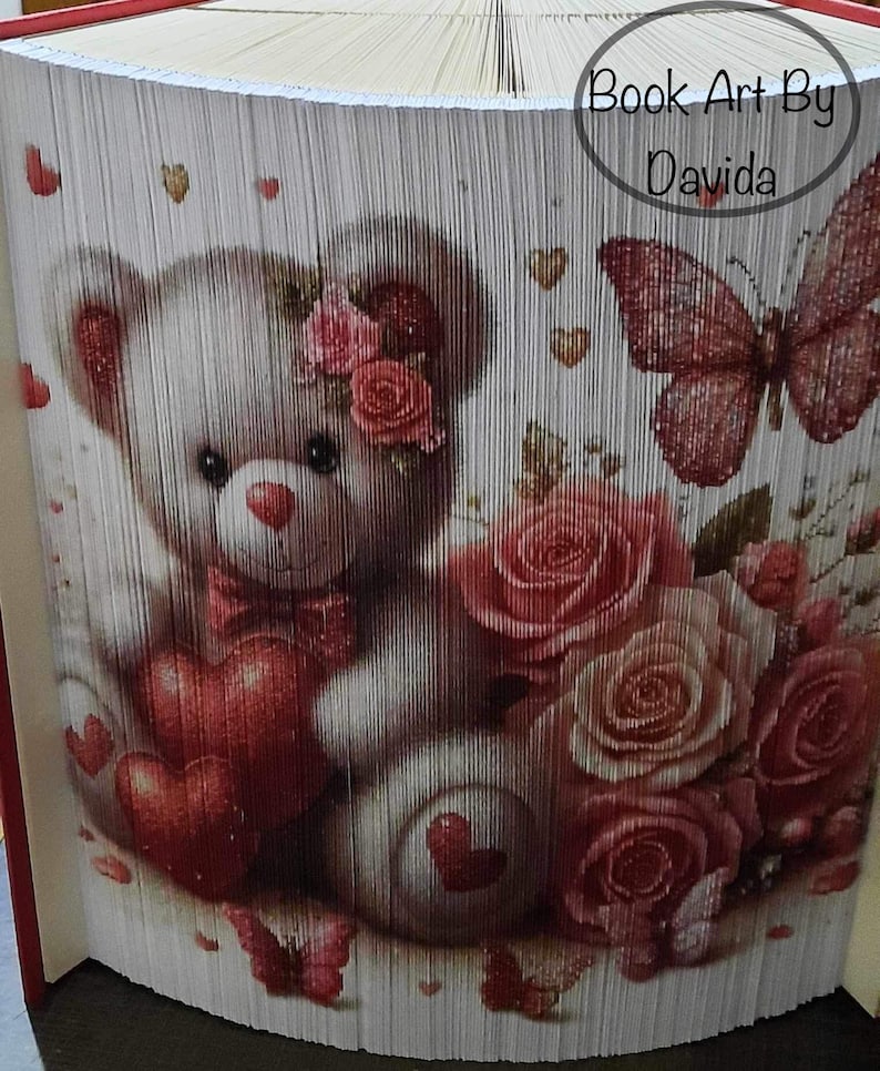 Valentine bear photo edge pattern book art image 1