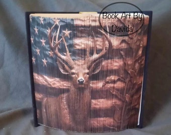 3D Deer with Flag photo edge pattern (book art)