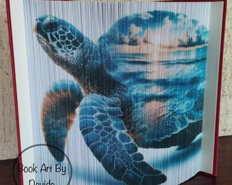 Motivo del bordo della foto della tartaruga a doppia esposizione (arte del libro)