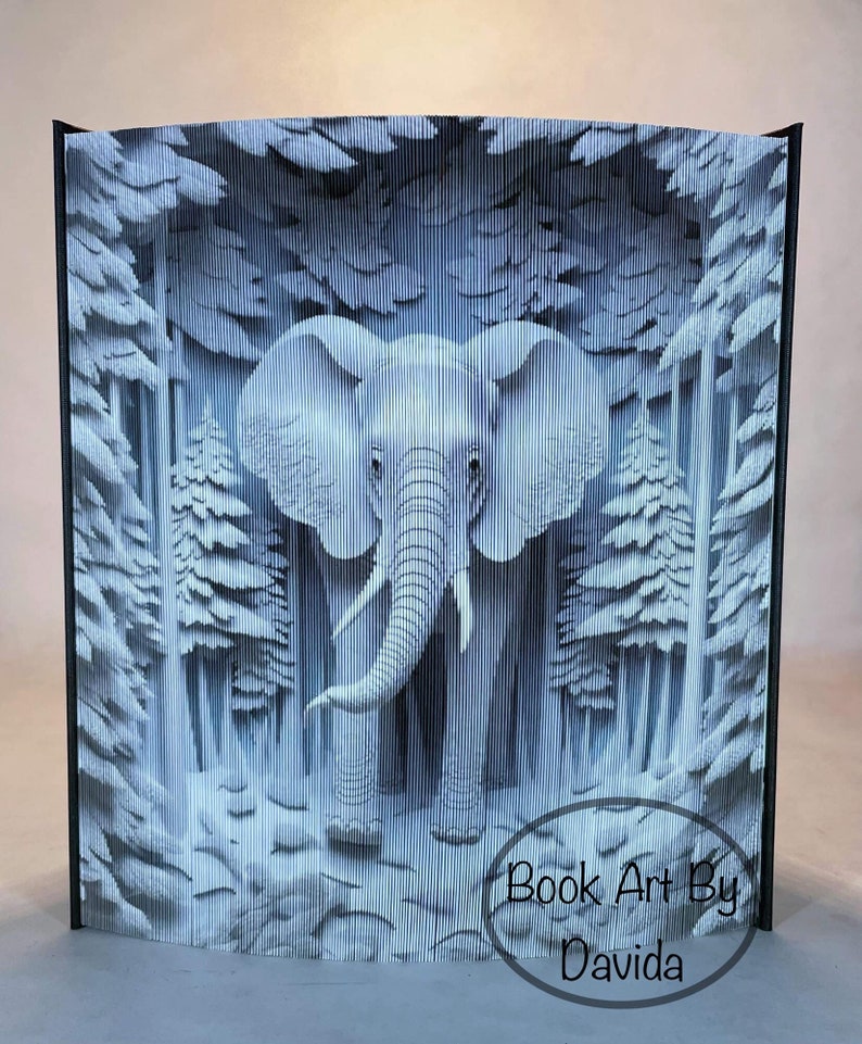 Motif 3D de bordure de photo d'éléphant art de livre image 1