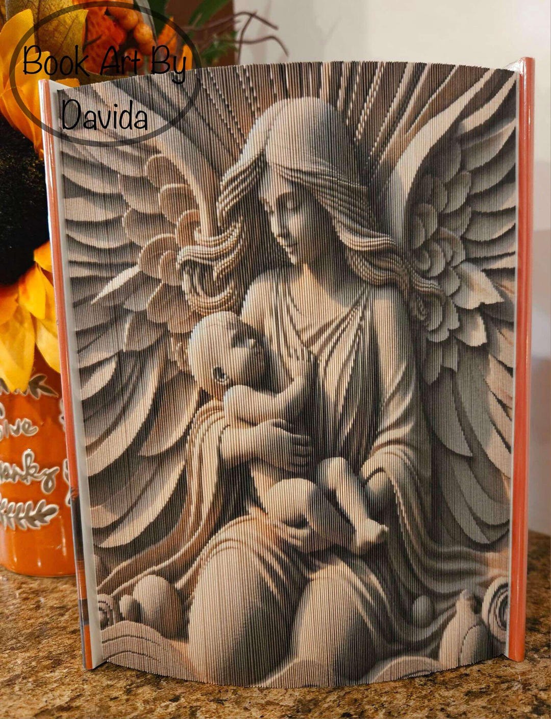 3D Angel With Baby Photo Edge Pattern (book Art) - Etsy