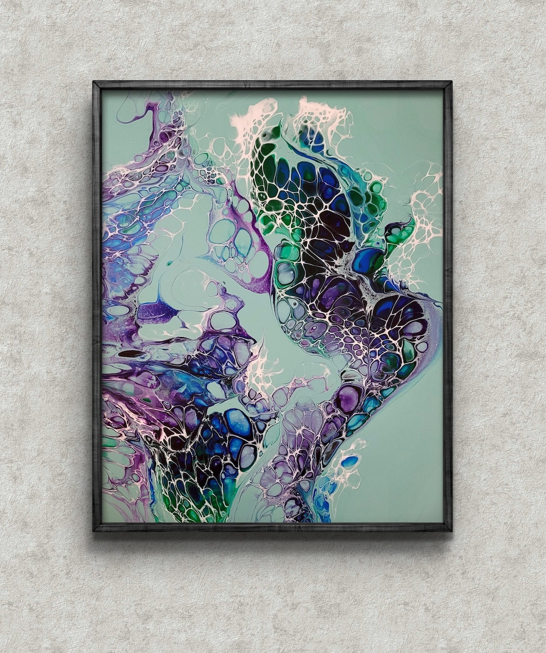 Seafoam Dream Acrylic Pour Painting - Framed Canvas Art - Etsy