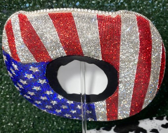 American Flag Rhinestone Cowgirl Hat, Bachelorette Hat, Western Hat, Nashville Hat, Bling Hat, USA Hat, Bride Hat