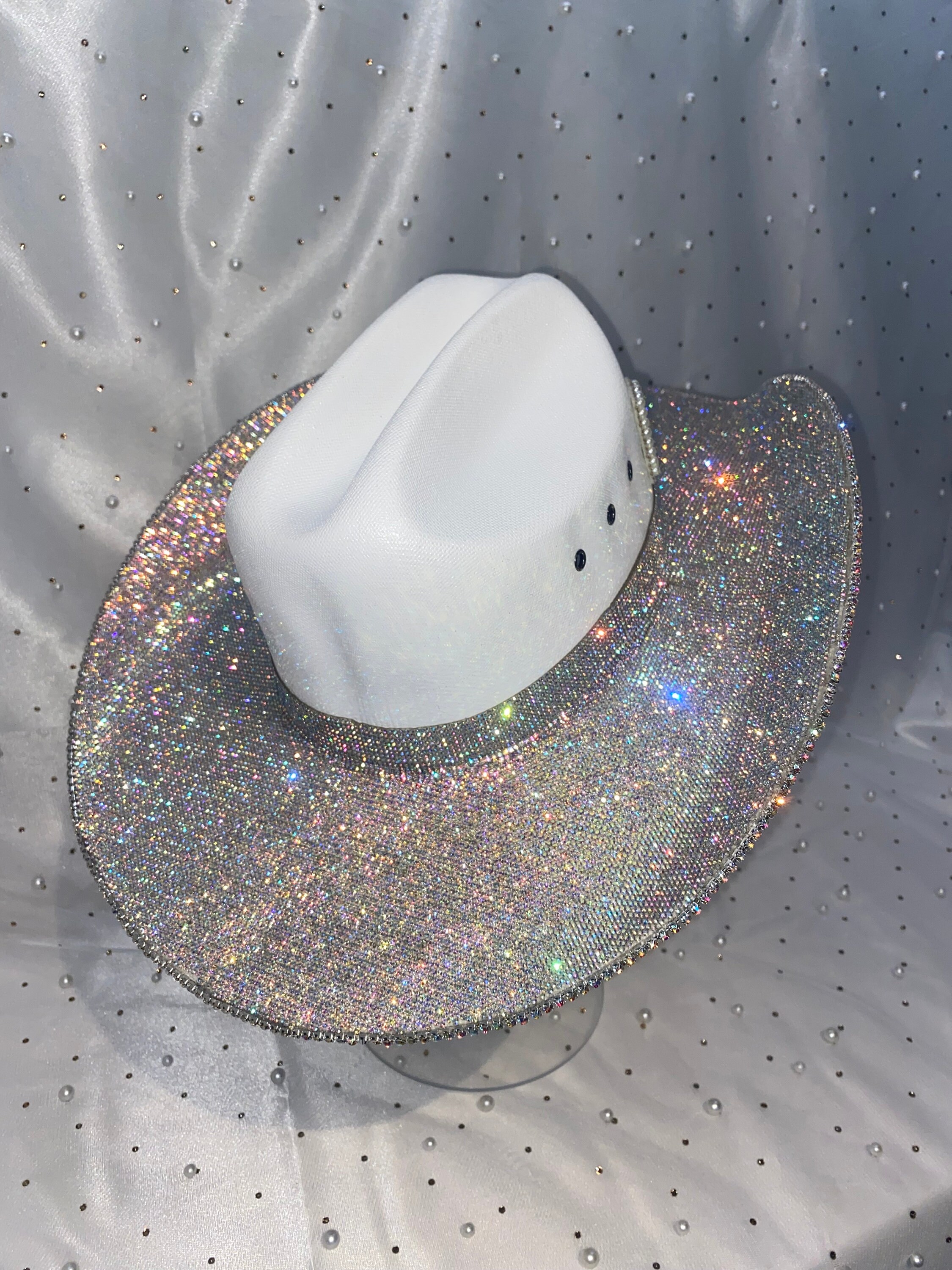 Bride Rhinestone Cowgirl Hat: Iridescent Bachelorette 