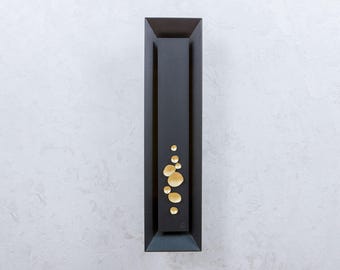 Skalatto Black and Gold Wall Sconce, Designer Wall Lamp, Handmade metal fixture, Modern LED Wall Light, Wall Decor Light, Black Matte Sconce