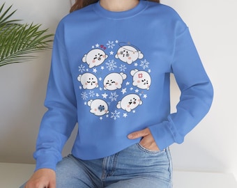 Snowy Seal Crewneck Sweatshirt: Love and Deepspace Zayne, Cozy Otome Fashion
