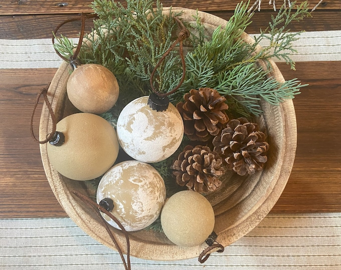 Handpainted Ornaments, Textured Ornaments, Rustic Xmas Ornament