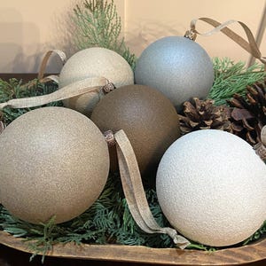 Textured Earth Tone Ornaments: Rustic Holiday Decor (Set of 5)