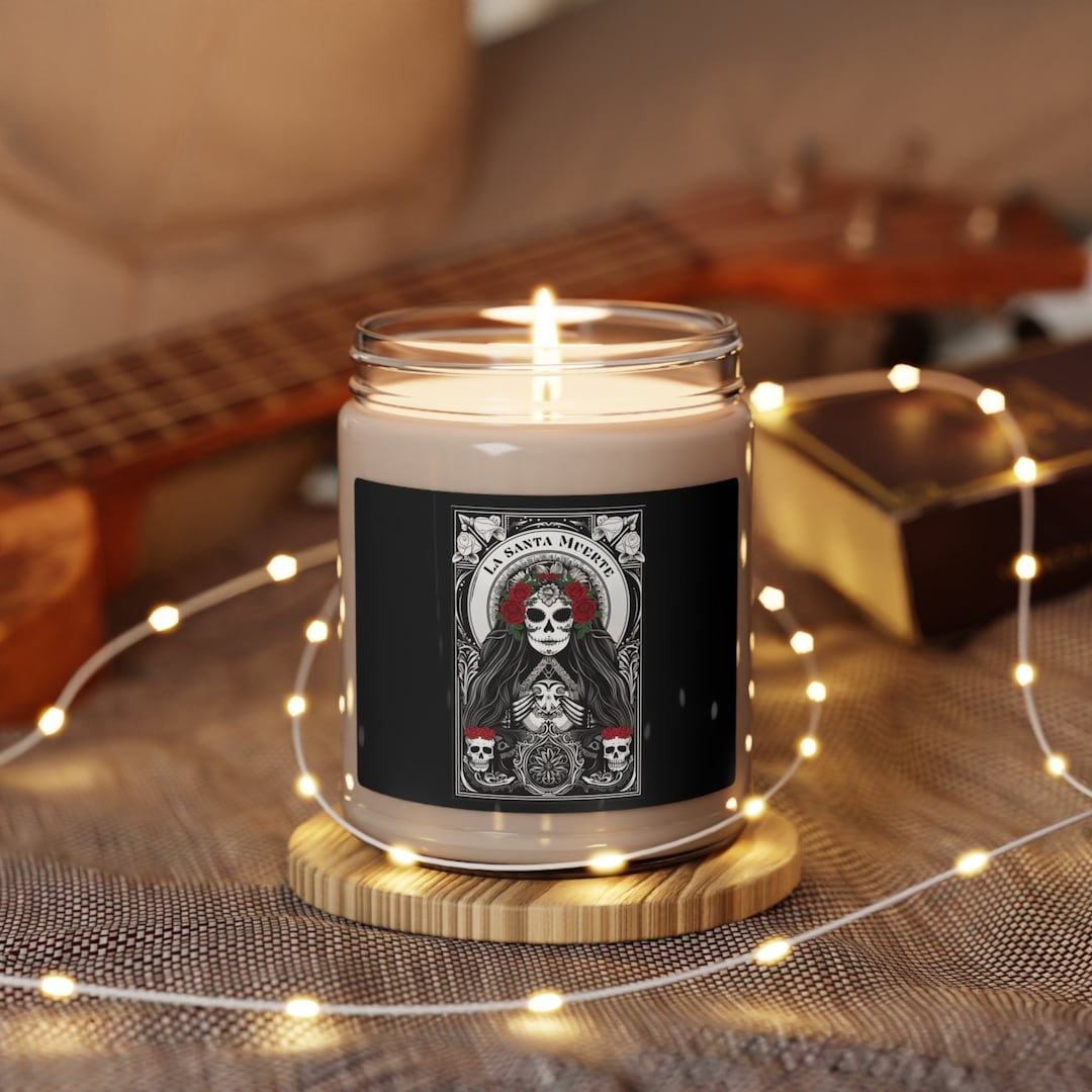 Santa Muerte Candle Day of the Dead Candle Rose & Skull Etsy