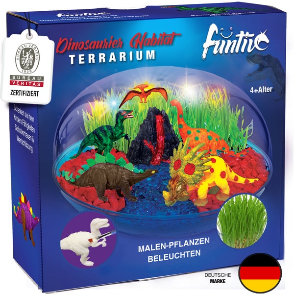 Dinosaurier-Terrarium-Set für Kinder mit bemalbaren Figuren,Dinosaurier-Spielzeug-Geschenke für Mädchen und Jungen,Bastelsets für Kinder