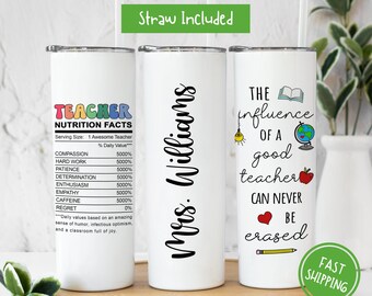 Custom Teacher Coffee Tumbler, Custom Teacher Cup, Custom Gift for Teachers, Custom Teacher Appreciation Gift, Cute Teacher Travel Mug Gift