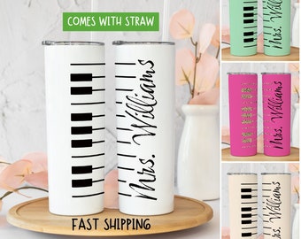 Personalized Music Teacher Tumbler Gift for Piano Teacher Appreciation Tumbler for Music Teacher Cute Piano Student Gifts for Music Student