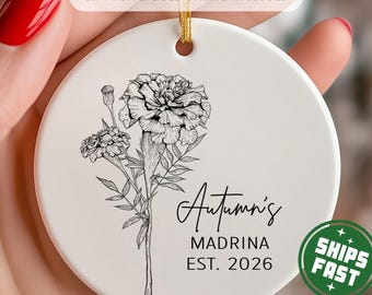 Personalized Madrina Christmas Ornament, Madrina Proposal Gift, Madrina Ornament for Madrina Keepsake Gift, Regalo Para Madrina Baptism Gift