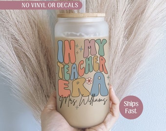 In My Teacher Era Glass Tumbler, In My Teacher Era Glass Cup, In My Teacher Era Gift for Teacher Appreciation Back To School Teacher Gifts