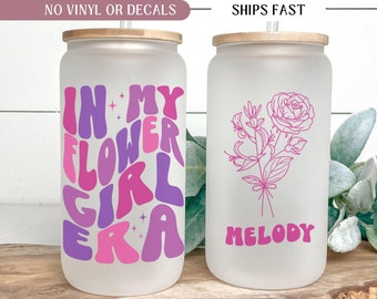 Personalized Flower Girl Glass Cup, In My Flower Girl Era Glass Tumbler, Flower Girl Proposal Gift, Cute Flower Girl Gift, Flower Girl Cup