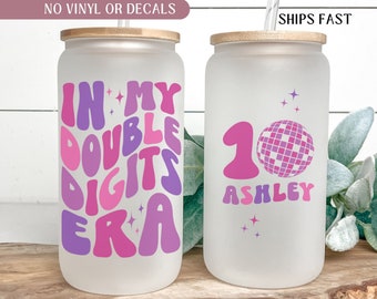In My Double Digits Era Ice Coffee Cup, In My Double Digit Era 10th Birthday Gift Girl, 10 Years Old Gift In My Double Digit Era Party Favor