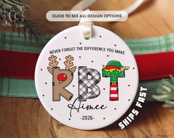 Personalized Registered Behavior Technician Ornament, RBT Christmas Ornament, New RBT Graduation Gift, First Christmas as RBT Ornament