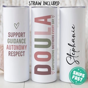 Personalized Doula Tumbler, Doula Gifts for New Doula Travel Cup, Appreciation Gift for Doulas, Custom Doula Thank You Tumbler Mug for Doula