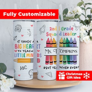 Custom Teacher Tumbler It Takes a Big Heart to Teach Little Minds Teacher Appreciation Gift from Students, Custom Teacher Travel Mug Gift