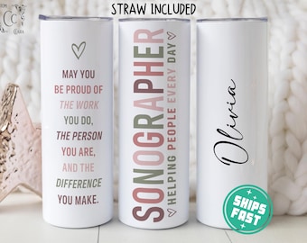Personalized Sonographer Tumbler, Registered Diagnostic Medical Sonographer Gifts for New RDMS Graduation Gift, Sonographer Gifts, RDMS Gift
