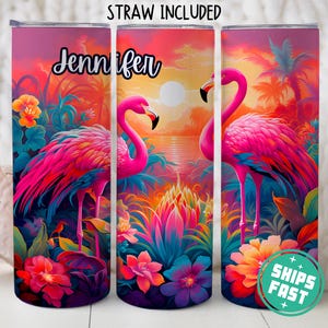 Personalized Flamingo Tumbler, Just a Girl Who Loves Flamingos Travel Cup with Name, Flamingo Lover Gift for Her, Cute Flamingo Tumbler Cup