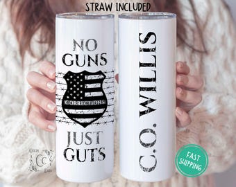 Corrections Officer Tumbler Personalized Correctional Officer Gift, Thin Silver Line Gift for Corrections Officer Graduation Retirement Gift
