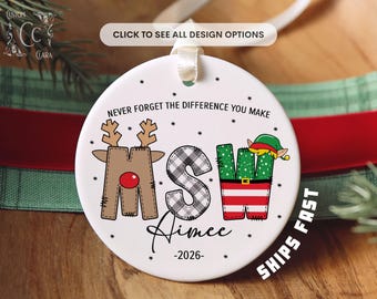 Personalized Master of Social Work Ornament, Custom MSW Christmas Ornament, New MSW Graduation Gift, First Christmas as MSW Ornament