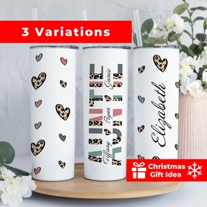 Auntie Cheetah Tumbler with Kid Names for Aunt for Christmas, Cheetah To Go Cup for Auntie, Personalized Travel Mug with Kid Names for Aunt