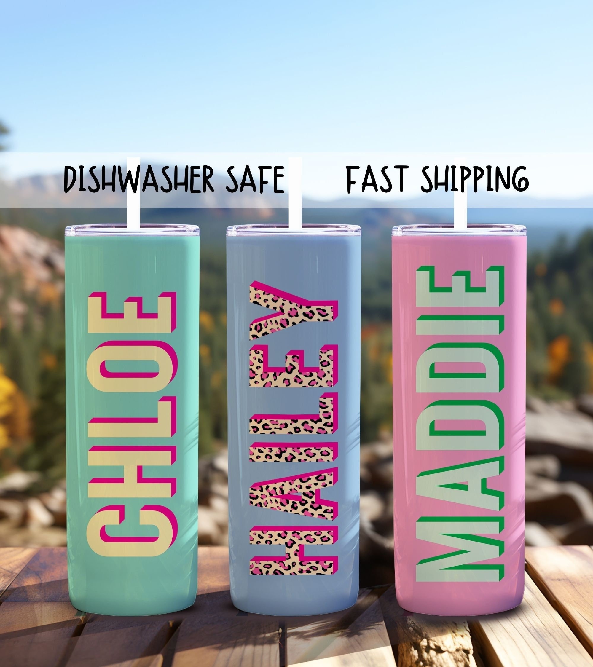 Personalized Shadow Name Tumbler, Bachelorette Party Skinny Tumbler Bachelorette Gift Personalized Cups, Shadow Name Travel Cup with Straw