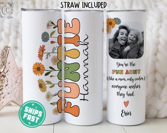 Personalized Funtie Tumbler, Funtie Mother's Day Gift, The Fun Aunt Travel Cup, Christmas Gifts for Funtie from Niece, Best Aunt Funtie Gift