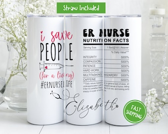 Emergency Nurse Tumbler, Personalized ER Nurse Tumbler Cup, Custom ER Nurse Gifts, Gift for Emergency Nurse Appreciation Gift, ER Nurse Cup