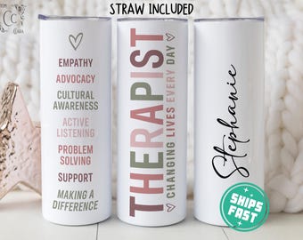 Personalized Therapist Tumbler, Therapist Gift for Therapist Appreciation Day Gift, Therapist Travel Cup, Therapist Thank You Christmas Gift