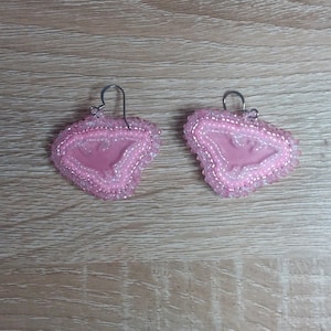 Pterodactyl beaded earrings - handmade bead embroidery earrings