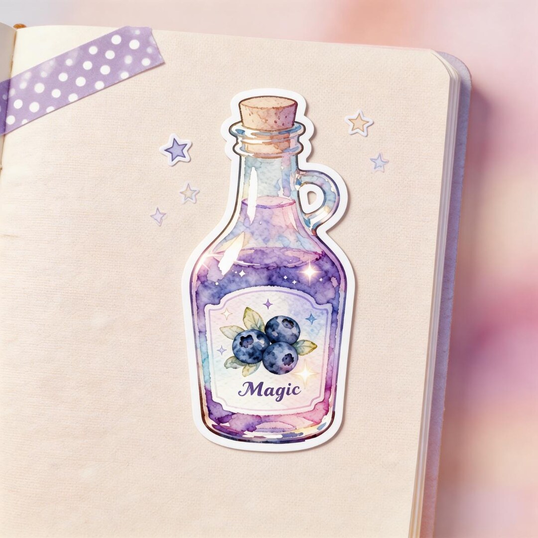 Magic Blueberry Potion Watercolor Sticker, Dreamy Galaxy Art (3 Inch ...