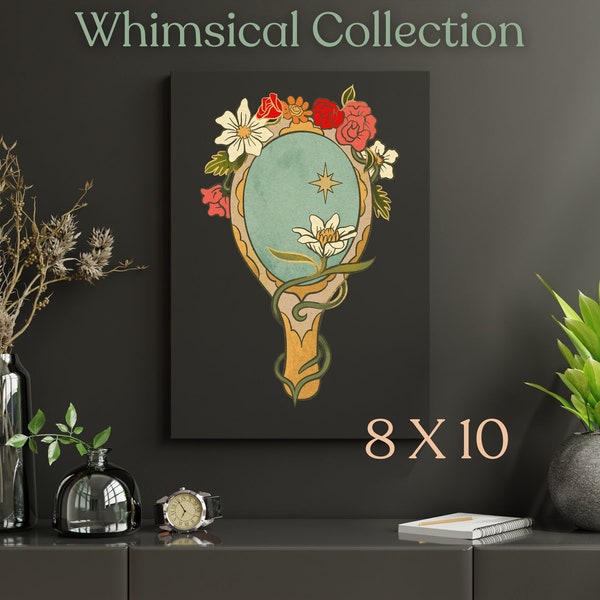 Floral Whimsical Mirror Print- Snow White, Cinderella, Forest Fairies, Create Beautiful You, You are enough!