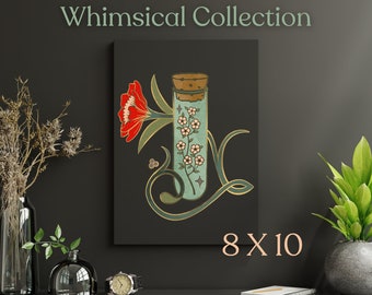Botanicals Test Tube-Woodland Whimsical Collection, 8 x 10 photo print, Discovery of Botanical Forest Flowers