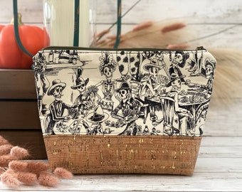 Bar Dancing & Drinking Skeletons Bolsa con cremallera (hecha a mano)