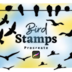Bird Procreate Stamps, Animal Stamps for Procreate, Fly Procreate Stamp, Ink Bird Procreate Stamps