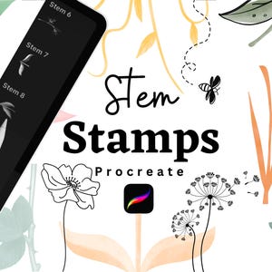 Procreate Stem Stamps | Hand-Drawn Stem Brushes for Procreate | Botanical Plant & Flower Stem Drawing Stamps | Digital Art Tools