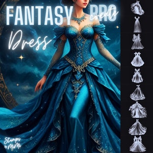 Fantasy Procreate Dress Stamps, Procreate Fashion, Procreate Dress, Procreate Doll Cloth Stamps